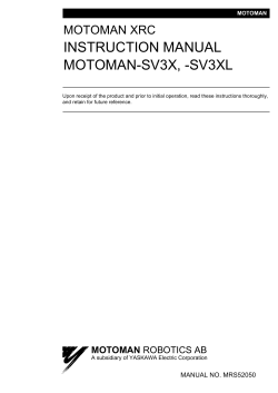 INSTRUCTION MANUAL MOTOMAN-SV3X, -SV3XL MOTOMAN XRC