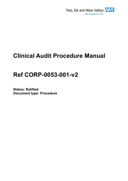 Clinical Audit Procedure Manual Ref CORP-0053-001-v2 Status: Ratified