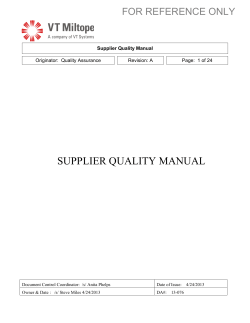 SUPPLIER QUALITY MANUAL FOR REFERENCE ONLY Revision: