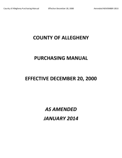 COUNTY OF ALLEGHENY  PURCHASING MANUAL EFFECTIVE DECEMBER 20, 2000