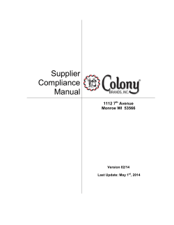 Supplier Compliance Manual