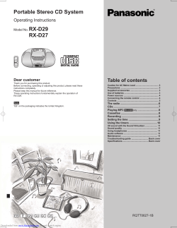 Portable Stereo CD System RX-D29 RX-D27 Table of contents