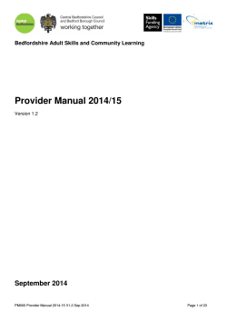 Provider Manual 2014/15 September 2014  Bedfordshire Adult Skills and Community Learning
