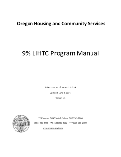 9% LIHTC Program Manual Oregon Housing and Community Services