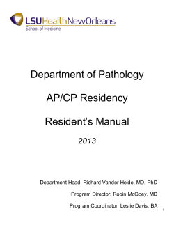 Department of Pathology  AP/CP Residency Resident’s Manual