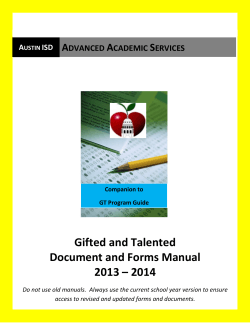 Gifted and Talented Document and Forms Manual 2013 – 2014