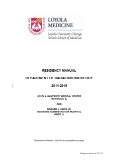 RESIDENCY MANUAL  DEPARTMENT OF RADIATION ONCOLOGY 2014-2015