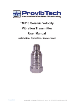 TM018 Seismic Velocity Vibration Transmitter User Manual Installation, Operation, Maintenance