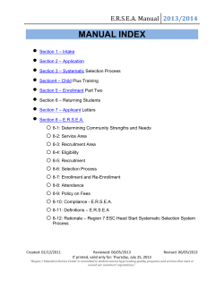 MANUAL INDEX  • E.R.S.E.A. Manual