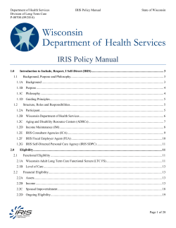 Department of Health Services IRIS Policy Manual State of Wisconsin