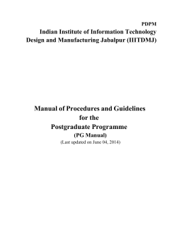 Manual of Procedures and Guidelines for the Postgraduate Programme