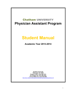 Student Manual Physician Assistant Program Chatham