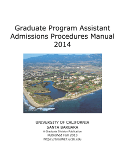 Graduate Program Assistant Admissions Procedures Manual 2014