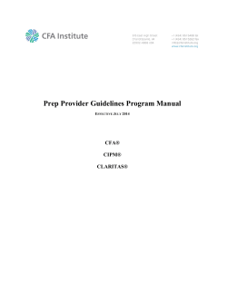 Prep Provider Guidelines Program Manual CFA® CIPM®