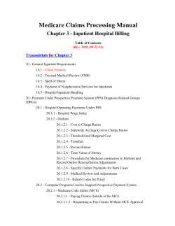 Medicare Claims Processing Manual Chapter 3 - Inpatient Hospital Billing