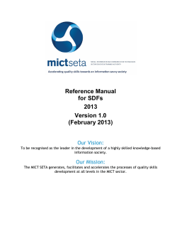 Reference Manual for SDFs 2013 Version 1.0