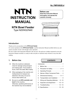 INSTRUCTION MANUAL NTN Bowl Feeder