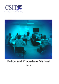 Policy and Procedure Manual  2013
