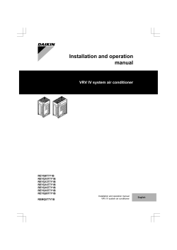 Installation and operation manual VRV IV system air conditioner