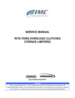 SERVICE MANUAL  RITE-TORQ OVERLOAD CLUTCHES (TORQUE LIMITERS)