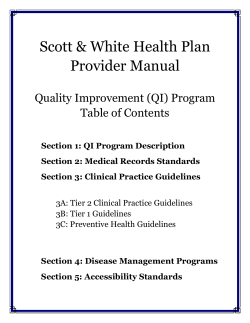 Scott &amp; White Health Plan Provider Manual  Quality Improvement (QI) Program