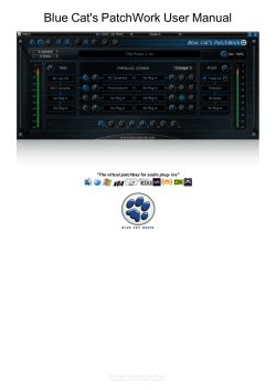 Blue Cat's PatchWork User Manual 1 Copyright (c) 2013-2014 Blue Cat Audio