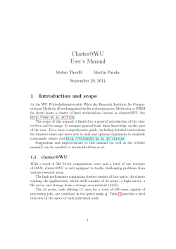 Cluster@WU User’s Manual 1 Introduction and scope