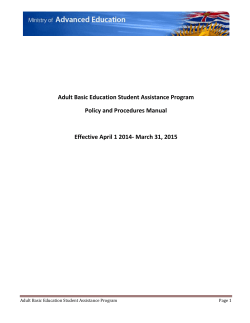 Adult Basic Education Student Assistance Program Policy and Procedures Manual