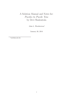 A Solution Manual and Notes for: Puzzles to Puzzle You: