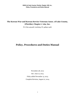 Policy, Procedures and Duties Manual (Florida), Chapter # 169, Inc.