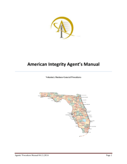 American Integrity Agent’s Manual Agents’ Procedure Manual 04.11.2014 Page 1