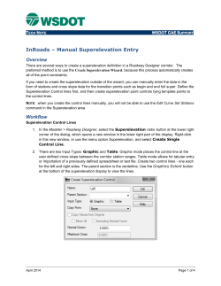 InRoads – Manual Superelevation Entry Overview  T