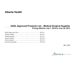 Alberta Health AADL Approved Products List – Medical Surgical Supplies