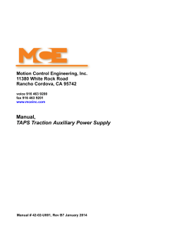 Manual, TAPS Traction Auxiliary Power Supply Motion Control Engineering, Inc.