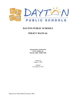 DAYTON PUBLIC SCHOOLS  POLICY MANUAL Dayton City School District, Dayton, Ohio