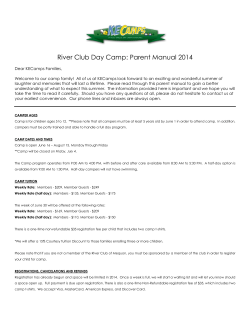 River Club Day Camp: Parent Manual 2014
