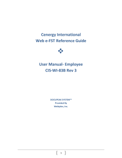  Cenergy International Web e-FST Reference Guide