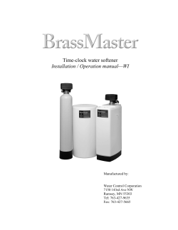 Time-clock water softener Installation / Operation manual—WI