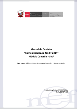 Manual de Cambios “Contabilizaciones 2013 y 2014” Módulo Contable - SIAF