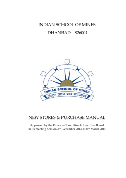 INDIAN SCHOOL OF MINES DHANBAD – 826004  NEW STORES &amp; PURCHASE MANUAL