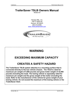 WARNING  TrailerSaver TSLB Owners Manual EXCEEDING MAXIMUM CAPACITY