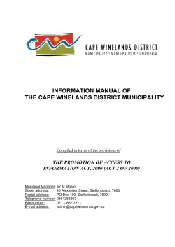 INFORMATION MANUAL OF THE CAPE WINELANDS DISTRICT MUNICIPALITY