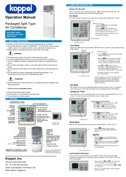 Operation Manual Packaged Split Type Air Conditioner