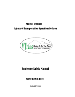 Employee Safety Manual State of Vermont Agency Of Transportation Operations Division