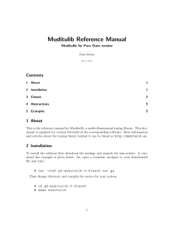 Muditulib Reference Manual Contents 1 About Muditulib for Pure Data version