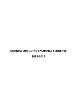 MANUAL OUTGOING EXCHANGE STUDENTS 2013-2014