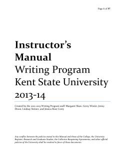 Instructor&rsquo;s Manual Writing Program Kent State University