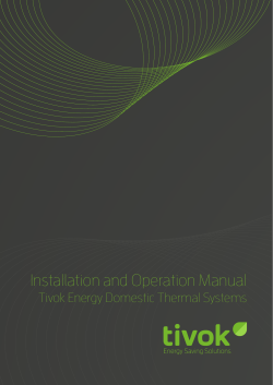 Installation and Operation Manual Tivok Energy Domestic Thermal Systems