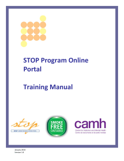 STOP Program Online  Portal    Training Manual