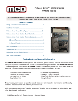 Platinum Series™ Shade Systems Owner’s Manual